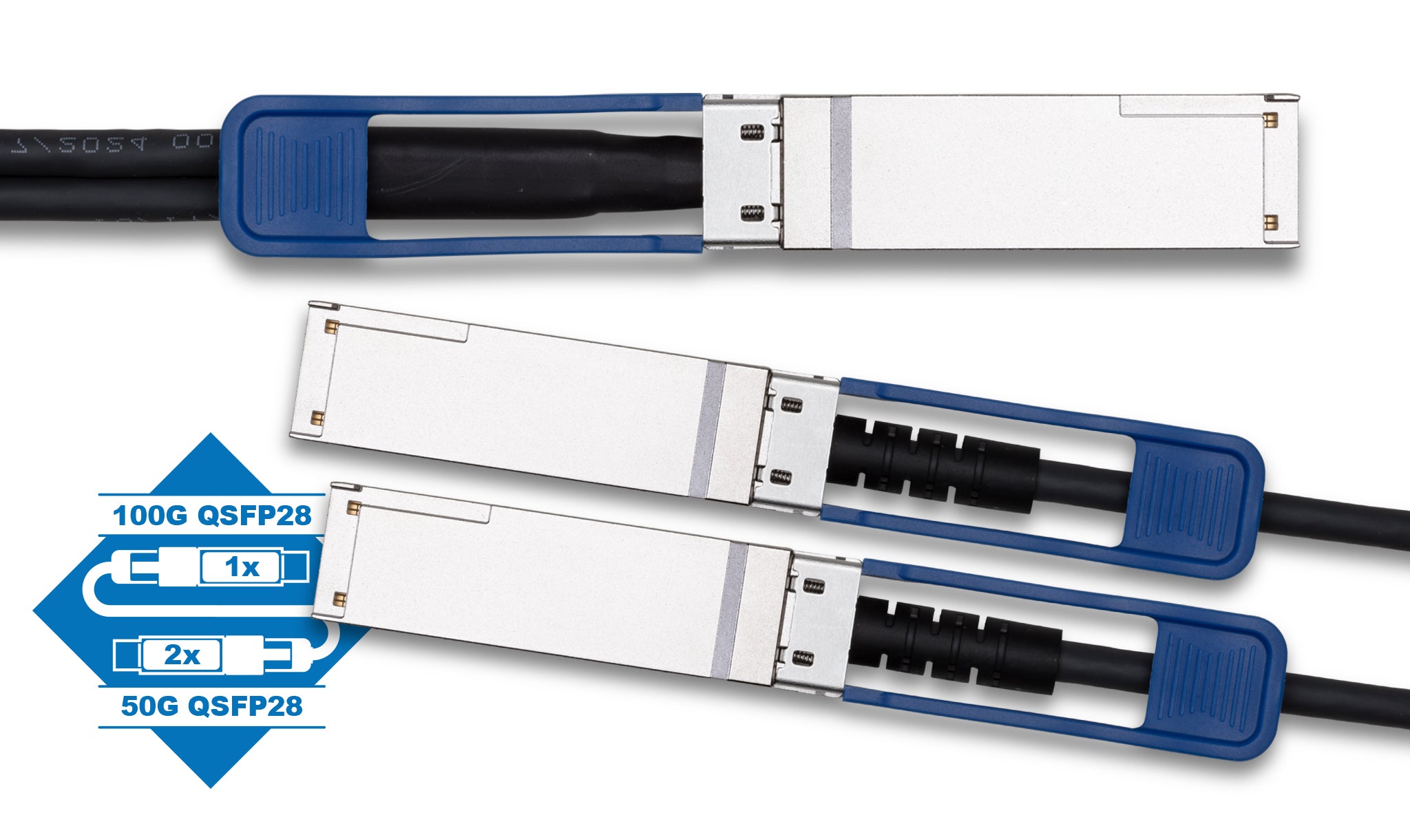 Arista CAB-Q-2Q-100G Compatible 100GBase QSFP28 to 2 x 50G QSFP28 Breakout Passive DAC Cable