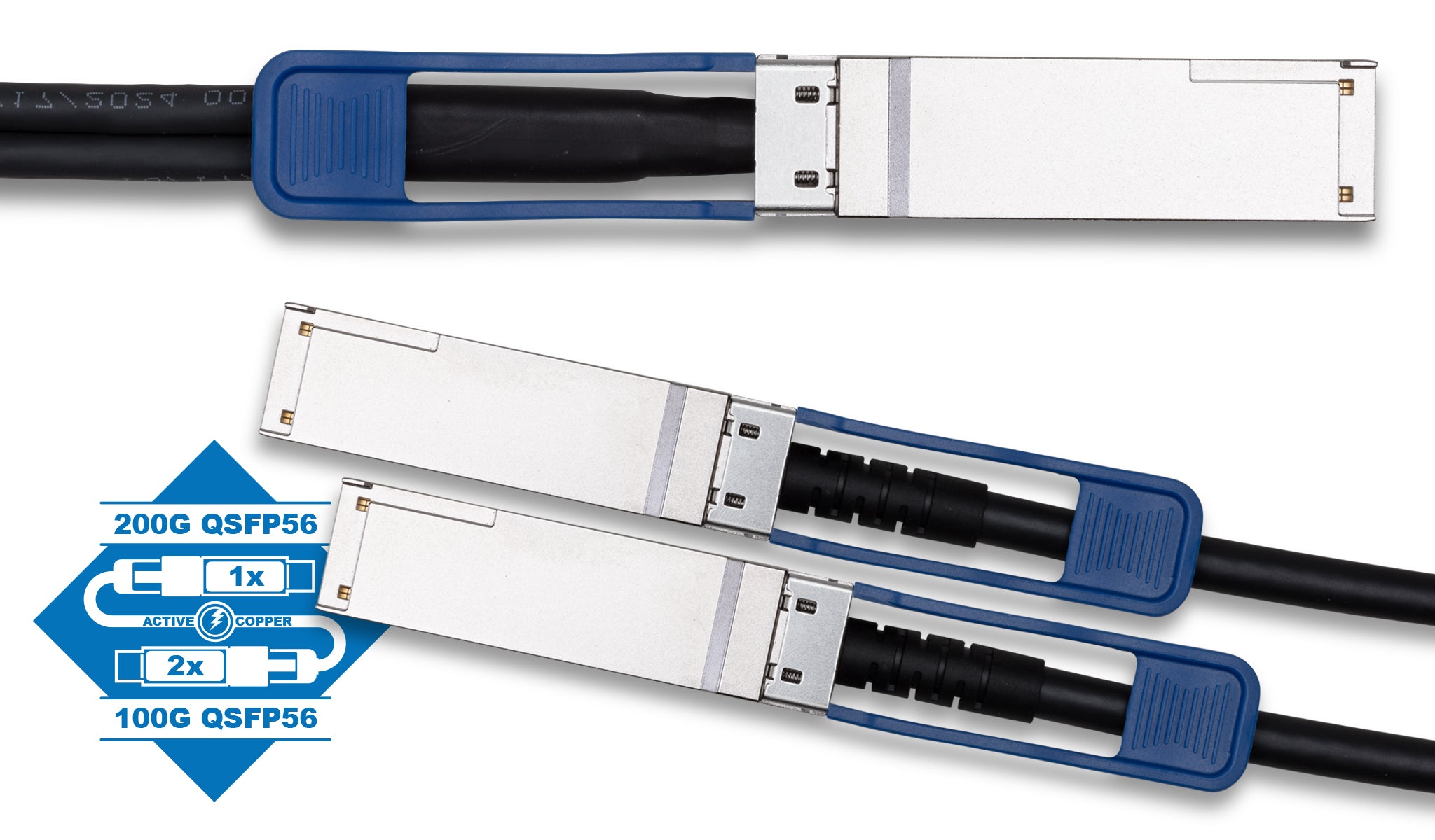 MSA Compliant 200GBase QSFP56 to 2 x 100G QSFP56 Breakout Active Copper Cable