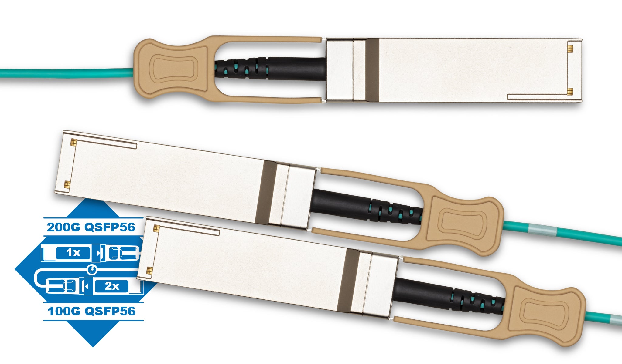 MSA Compliant QSFP56 to 2 x 100G QSFP56 Breakout MMF LSZH Active Optical Cable