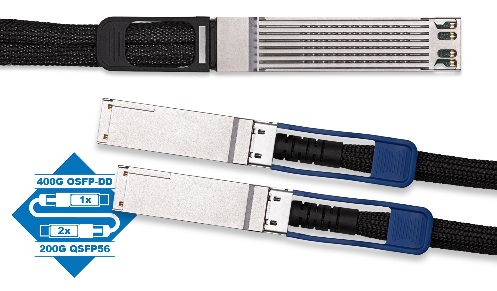 Arista CAB-O-2Q-400G Compatible 400GBase OSFP to 2 x 200G QSFP56 Breakout Passive DAC Cable