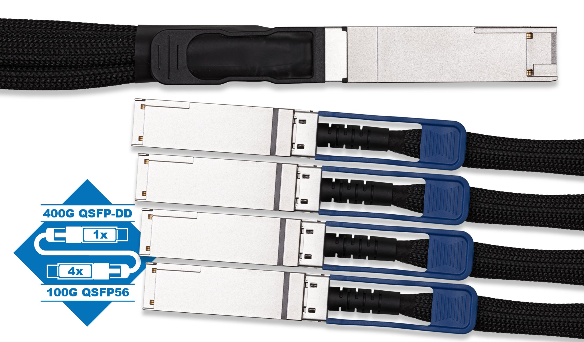Arista CAB-D-4Q-400G Compatible 400GBase QSFP-DD to 4 x 100G QSFP56 Breakout Passive DAC Cable