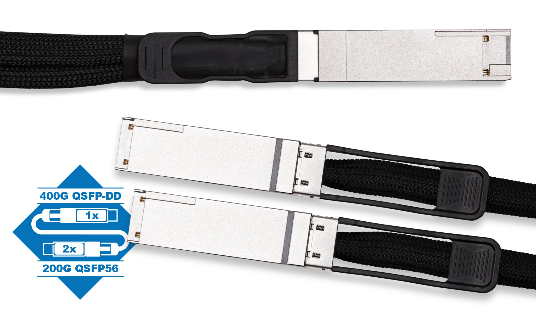 Arista CAB-D-2Q-400G Compatible 400GBase QSFP-DD to 2 x 200G QSFP56 Breakout Passive DAC Cable