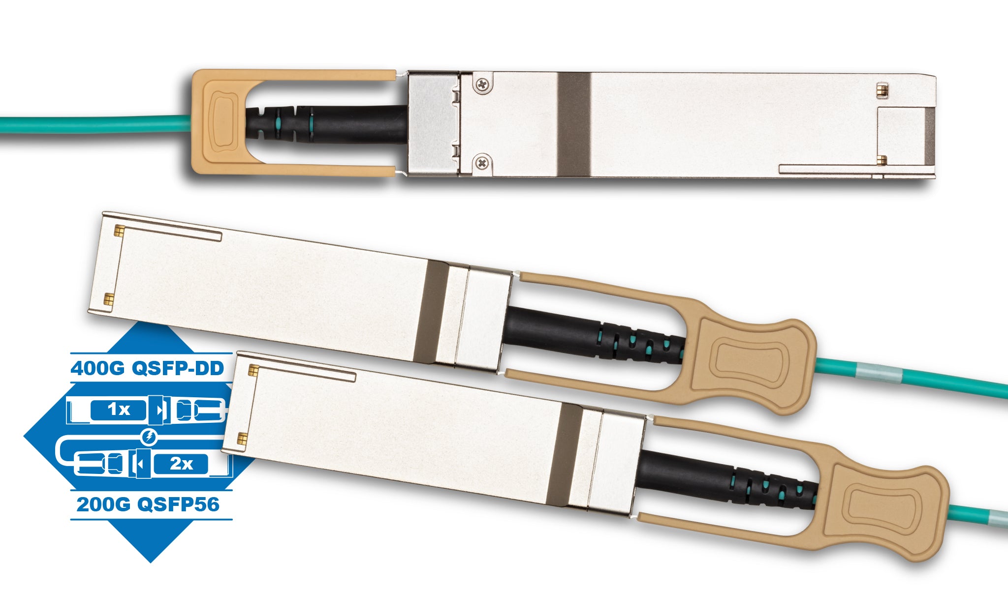 Arista A-D400-2Q200 Compatible 400GBase AOC QSFP-DD to 2 x 200G QSFP56 Breakout MMF LSZH Active Optical Cable