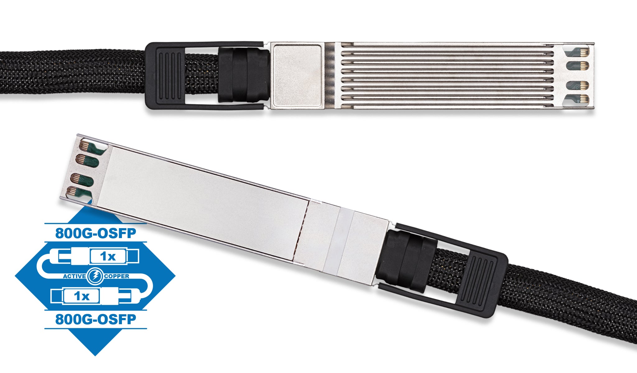 MSA Compliant 800GBase ACC OSFP to OSFP Closed Top Active Copper Cable