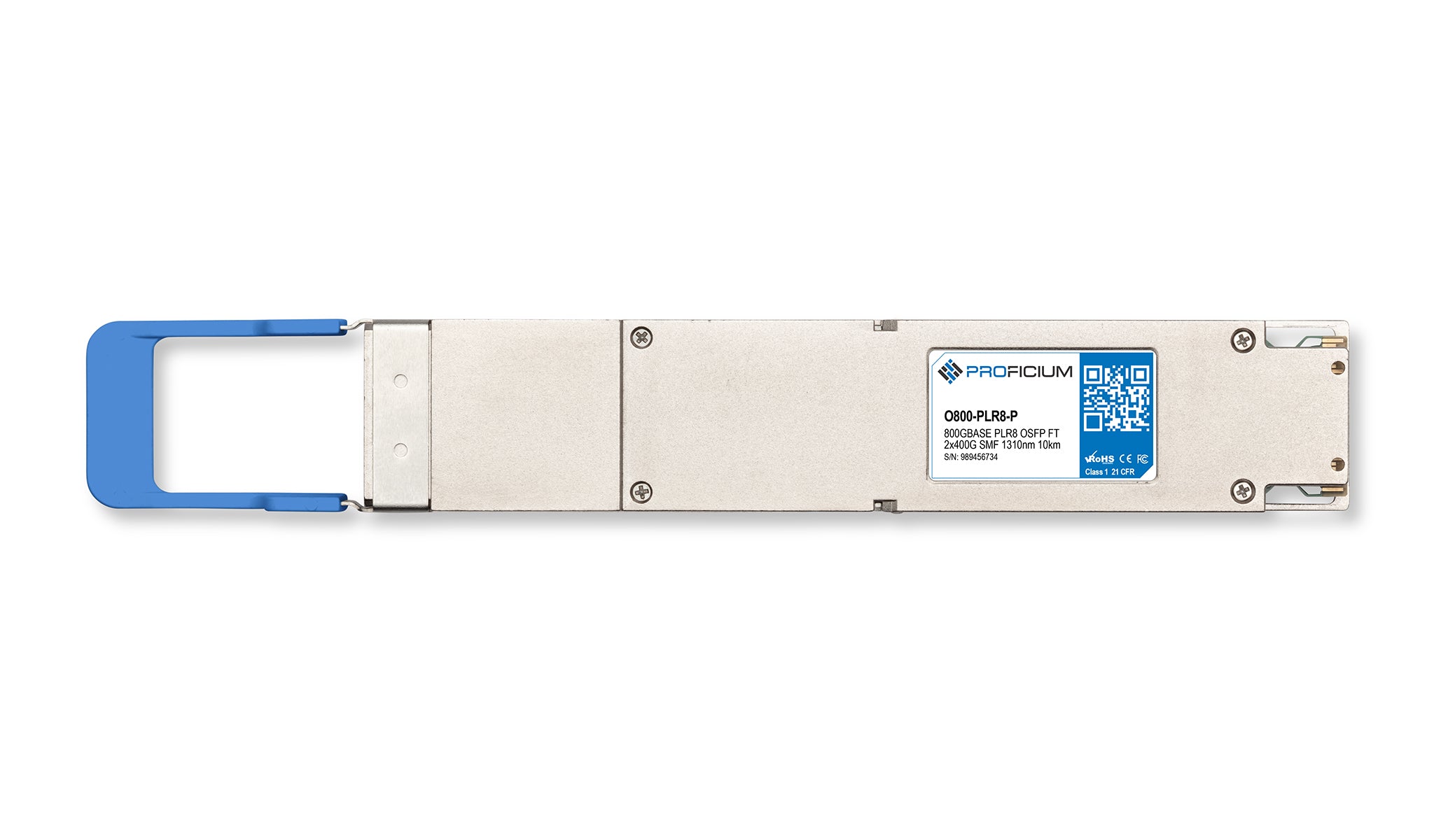 MSA Compliant 800GBASE-PLR8 OSFP Finned Top 2x400G SMF 1310nm 10km Transceiver
