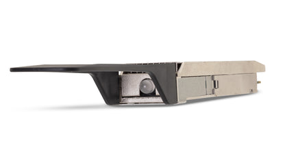 O400-LBP optical transceiver with black pull tab on a white background
