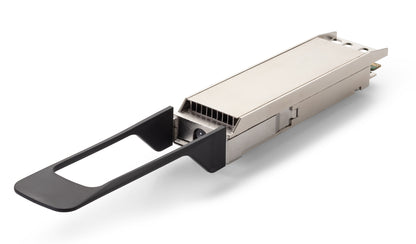 O400-LBP optical transceiver with black pull tab on a white background